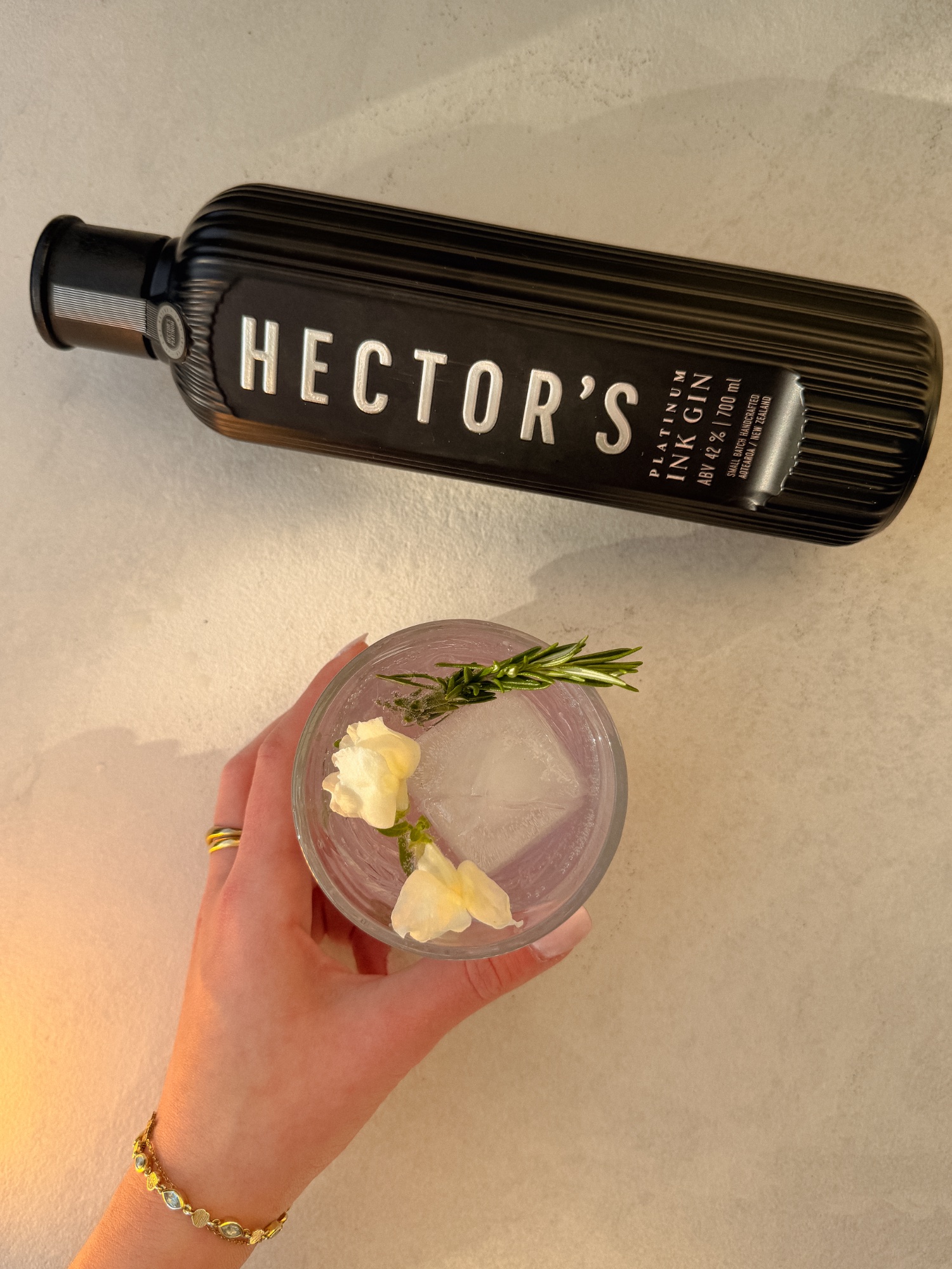 Hector's Ink Gin serve on a Friday evening